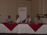 The panel: Mr LM Pelser (SASC), Mr Tony Muizenheimer (Transnet), Mr Chris Richards (SAAFF) and Dr Jan Havenga (University of Stellenbosch)
