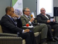 Panel: Mr Terence Delomoney (Airport GM: King Shaka International Airport); Mr Erik Venter (Chief Executive Officer: Comair Ltd./Kulula.com) and Mr Deon Cloete (Airport GM: Cape Town International Airport)